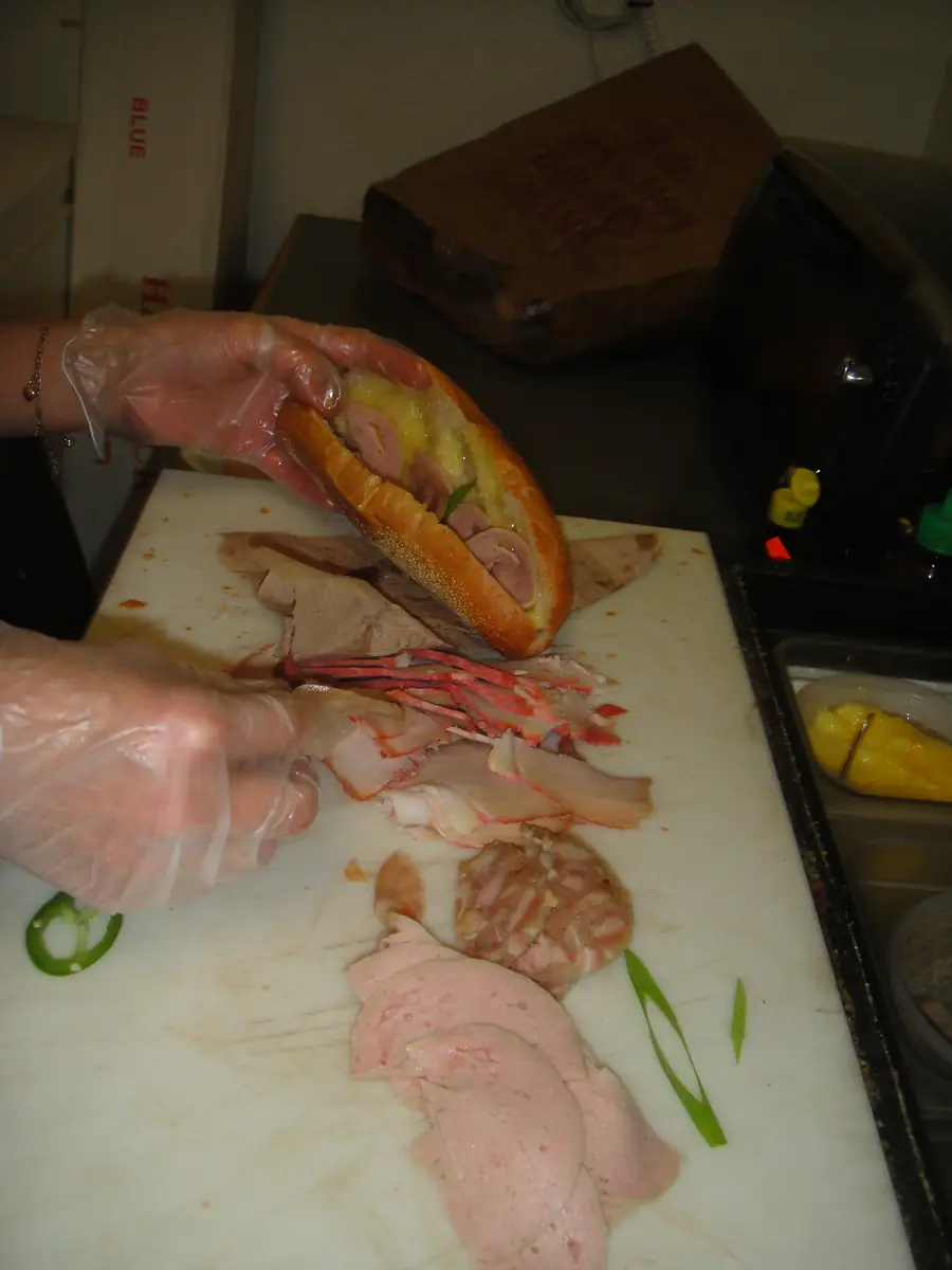 Bánh mì ingredients including pickled vegetables, herbs and bread for a Phoenix food crawl