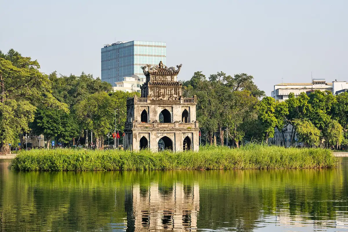 Turtle Tower on Hoàn Kiếm Lake in Hanoi
