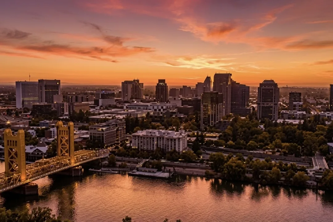 Sacramento skyline at sunset
